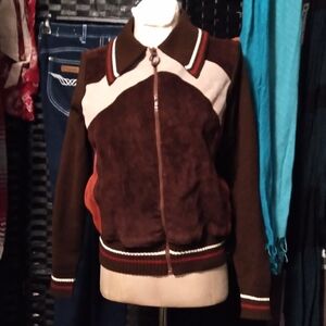 Elegant Brown and Cream Leather Jacket By Ms Pioneer